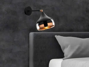 Hot Set Van 2 Metalen Wandlampen Met Verstelbare Kap Yildo - D. 17 X H. 28 Cm - Zwart En Koperkleurig Wandlamp