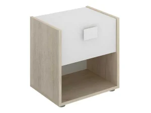 Best Set Van 2 Nachtkastjes Met 1 Lade En 1 Nis - Sonia - Materiaal: Naturel En Wit - Sonia Kindermeubel