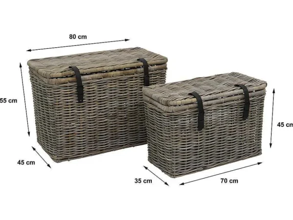 Hot Set Van 2 Opbergkoffers Van Kubu Nefta - L80 X D45 X H55 Cm En L70 X D35 X H45 Cm - Natuurlijk Grijs Opbergaccessoire