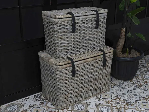 Hot Set Van 2 Opbergkoffers Van Kubu Nefta - L80 X D45 X H55 Cm En L70 X D35 X H45 Cm - Natuurlijk Grijs Opbergaccessoire