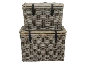 Hot Set Van 2 Opbergkoffers Van Kubu Nefta - L80 X D45 X H55 Cm En L70 X D35 X H45 Cm - Natuurlijk Grijs Opbergaccessoire