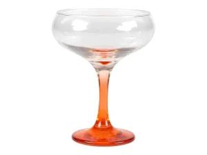 New Set Van 6 Oranje Cocktailglazen Op Voet 32 Cl - D. 6.5 X H. 20 Cm - Coraly Tafelservies