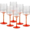 Cheap Set Van 6 Oranje Wijnglazen Op Voet 27 Cl - D. 9,5 X H.13Cm - Coraly Tafelservies