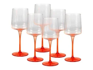 Cheap Set Van 6 Oranje Wijnglazen Op Voet 27 Cl - D. 9,5 X H.13Cm - Coraly Tafelservies