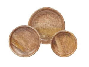 Cheap Set Van 3 Schaaltjes Van Mangohout - D17, 15 Et 12 Cm - Naturel - Valisa Tafelservies