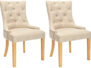 Shop Set Van 2 Stoelen Jolia - Stof En Houten Poten - Beige Stoel