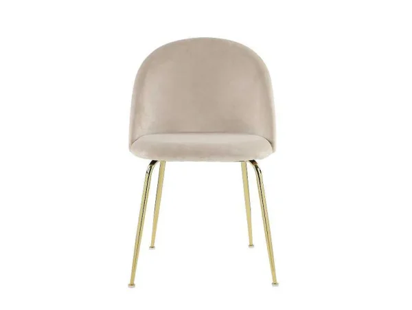 Flash Sale Set Van 2 Stoelen Melbourne - Fluweel En Goudkleurig Metaal - Beige Stoel