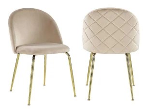 Flash Sale Set Van 2 Stoelen Melbourne - Fluweel En Goudkleurig Metaal - Beige Stoel