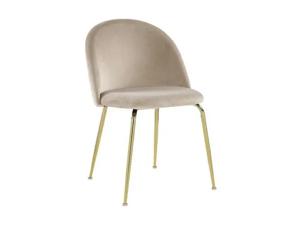 Flash Sale Set Van 2 Stoelen Melbourne - Fluweel En Goudkleurig Metaal - Beige Stoel