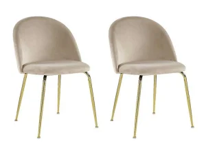 Flash Sale Set Van 2 Stoelen Melbourne - Fluweel En Goudkleurig Metaal - Beige Stoel