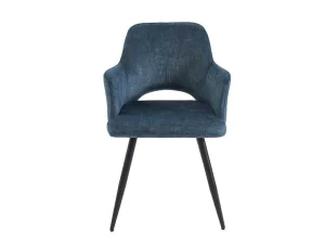 Flash Sale Set Van 2 Stoelen Met Armleuningen Van Stof En Zwart Metaal - Blauw - Kadija Stoel