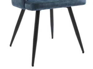 Flash Sale Set Van 2 Stoelen Met Armleuningen Van Stof En Zwart Metaal - Blauw - Kadija Stoel