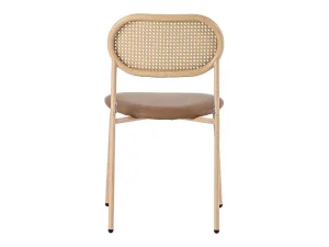 Best Sale Set Van 4 Stoelen Van Kunstleer En Rotan - Metalen Poten - Bruin Stoel