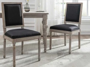 Outlet Set Van 2 Stoelen Van Stof En Heveahout - Zwart - Amboisette Stoel