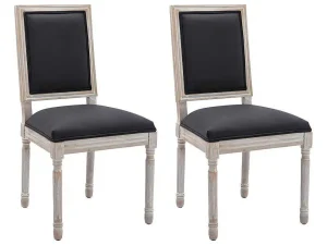 Outlet Set Van 2 Stoelen Van Stof En Heveahout - Zwart - Amboisette Stoel