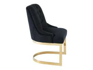 Clearance Set Van 6 Stoelen Van Velours En Goudkleurig Roestvrij Staal - Zwart - Porilaso Van Stoel