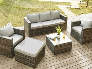 Best Sale Set Van 2 Tuinstoelen Van Geweven Hars - Grijs - Anori Loungeset