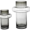 Clearance Set Van 2 Vazen Van Getint Glas - D25 X H30 Cm - Glas - Gerookt Grijs - Valoit Decoratieobject Voor Binnen