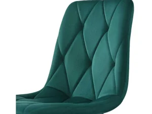 Best Sale Set Van 4 Velvet Stoelen - Metalen Structuur - Ruitpatroon - Groen Stoel