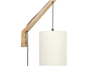 Flash Sale Set Van 2 Wandlampen Met Scandinavische Stijl - D35 X H48 Cm - Hout En Stof - Naturel En Beige - Paliana Wandlamp