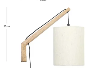 Flash Sale Set Van 2 Wandlampen Met Scandinavische Stijl - D35 X H48 Cm - Hout En Stof - Naturel En Beige - Paliana Wandlamp