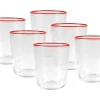 Shop Set Van 6 Waterglazen Met Oranje Rand - 31,5 Cl - D. 8 X H. 9,5 Cm - Azuran Tafelservies