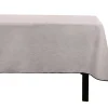 Clearance Set Van Tafellaken + 4 Servetten Van Linnen En Katoen - Zwarte Rand - Taupegrijs - 170 X 300 Cm - Borina Textiel Voor Eettafel