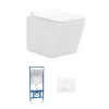 Fashion Set Voor Witte Hang-Wc Met Voorwandsysteem En Chroomkleurige Ovalen Bedieningsplaat - Clemona Hangend Toilet