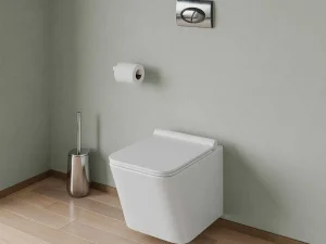 Clearance Set Voor Witte Hang-Wc Met Voorwandsysteem En Chroomkleurige Ovalen Bedieningsplaat - Clemona Hangend Toilet