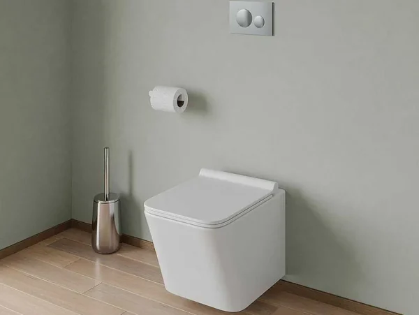 New Set Voor Witte Hang-Wc Met Voorwandsysteem En Chroomkleurige Ronde Bedieningsplaat - Clemona Hangend Toilet