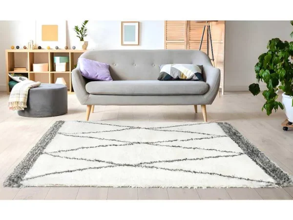 Best Shaggy Hoogpolig Tapijt Berberstijl Hania - Polyester - 160 X 230 Cm - Beige En Grijs Groot Tapijt