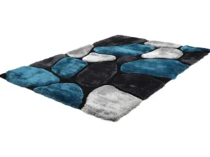 Best Sale Shaggy Tapijt Pietra Turquoise En Grijs - Polyester - 120 X 170 Cm Klein Tapijt