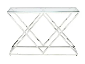 Store Sidetable Charlotte - Gehard Glas En Staal - Chroomkleurig - Van Sidetable