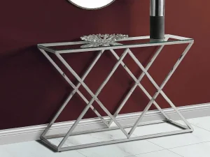 Store Sidetable Charlotte - Gehard Glas En Staal - Chroomkleurig - Van Sidetable