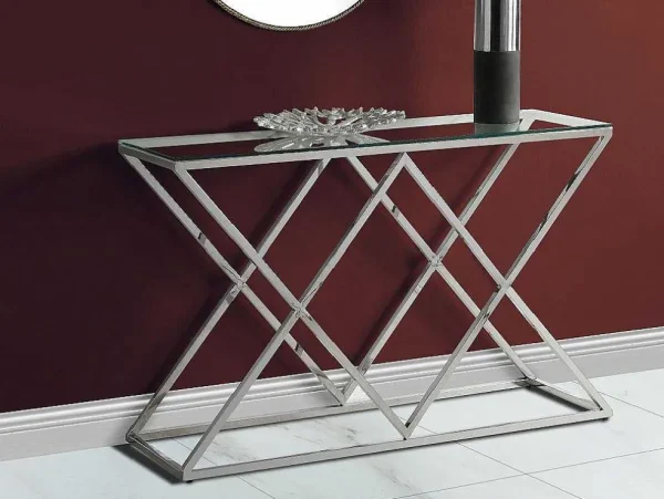 Store Sidetable Charlotte - Gehard Glas En Staal - Chroomkleurig - Van Sidetable