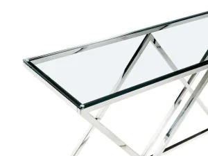 Store Sidetable Charlotte - Gehard Glas En Staal - Chroomkleurig - Van Sidetable