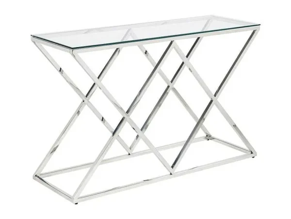 Store Sidetable Charlotte - Gehard Glas En Staal - Chroomkleurig - Van Sidetable