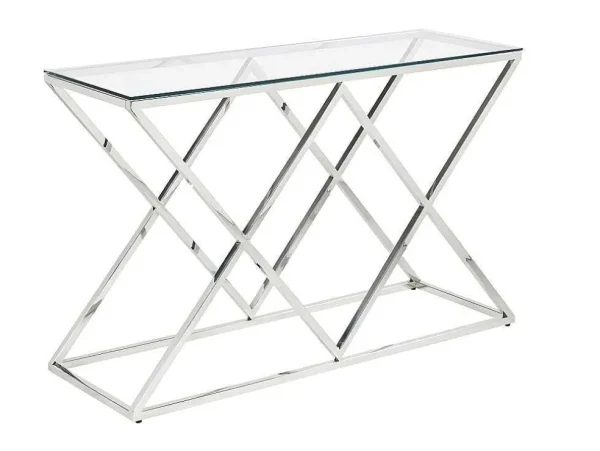 Store Sidetable Charlotte - Gehard Glas En Staal - Chroomkleurig - Van Sidetable