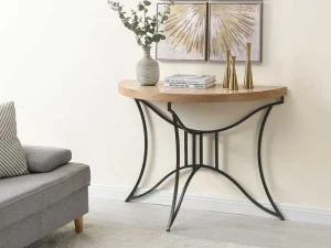 New Sidetable In Mdf En Metaal - Houtlook En Zwart - Lolana Sidetable