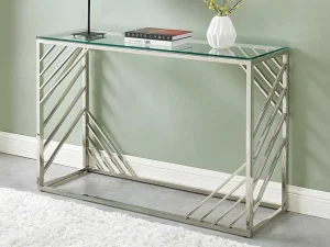 Cheap Sidetable Van Gehard Glas En Roestvrij Staal - Chroom - Simato - Van Sidetable