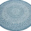 Best Sale Sisal Tapijt Sisal Loft 21207 Rosette Rond Boho Ivoor/Zilver/Blauw Cercle 120 Cm Tapijt Rond