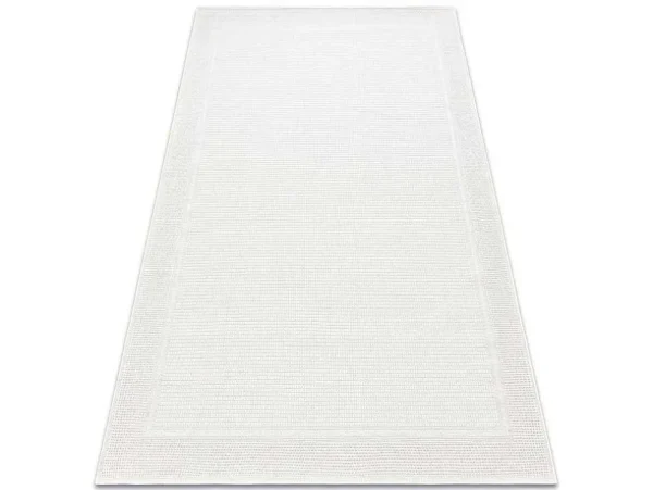 Hot Sisal Tapijt Timo 5979 Buitenshuis Kader Wit 60X100 Cm Tapijt Voor Buiten