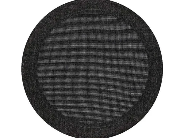 Online Sisal Tapijt Timo 5000 Cirkel Buitenshuis Kader Zwart Cercle 120 Cm Tapijt Rond