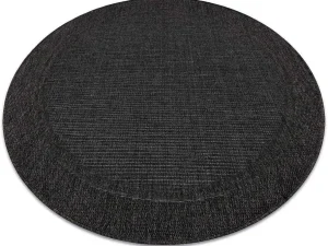 Online Sisal Tapijt Timo 5000 Cirkel Buitenshuis Kader Zwart Cercle 120 Cm Tapijt Rond