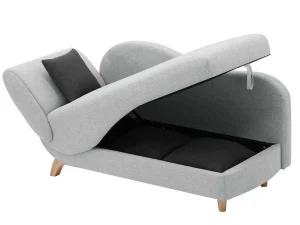 Fashion Slaapbank Van Lichtgrijze Stof Met Opbergruimte - Hoek Rechts - Penelope Chaise Longue