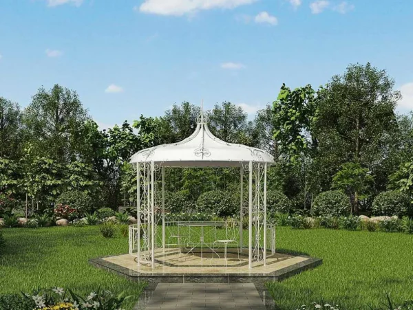 Hot Smeedijzeren Tuinkiosk Van Metaal Tilcara - D300 X H290 Cm - Wit Prieel, Pergola, Gazebo En Kiosk