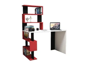 Online Snap Bureau, Wit, Rood, Zwart, 120X60X148,2 Cm, Bureaumeubel