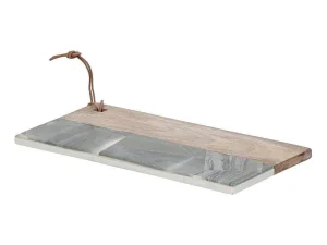 Clearance Snijplank Van 2 Materialen - Steen En Mangohout - L38 X D18 - Groen En Naturel - Utena Tafelservies