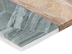 Clearance Snijplank Van 2 Materialen - Steen En Mangohout - L38 X D18 - Groen En Naturel - Utena Tafelservies