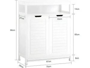 Flash Sale Badkamermeubel Toiletkast Ladekast Kastopbergmeubel Met 2 Deuren, Verstelbare Planken, 70X35X90 Cm, Bzr121-W Toiletmeubel